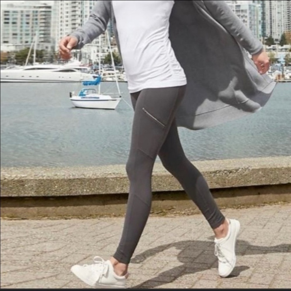 Athleta Metro Drifter Tights With Zipper Pockets #349426 | Gray Medium Leggings